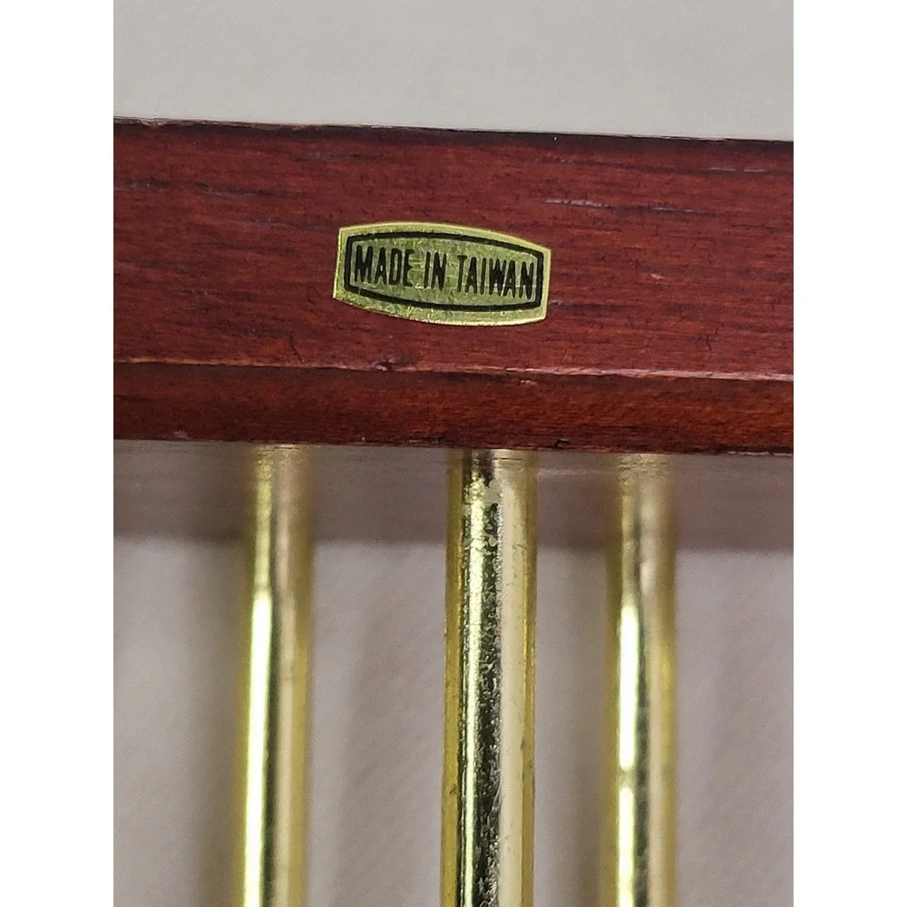 Wooden Tie and Belt Rack Wall Mount 20 Pegs 2 Hooks Mahogany Gold Tone Organizer